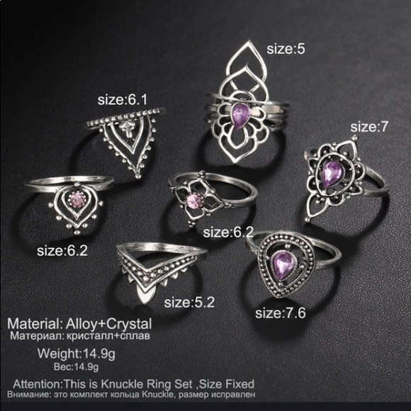 ❌SOLD❌7 pcs Rings Set Bohemian Festival - Picture 3 of 3